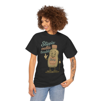 Slippin' Outta Trouble – Vintage Baby Oil Cartoon Tee