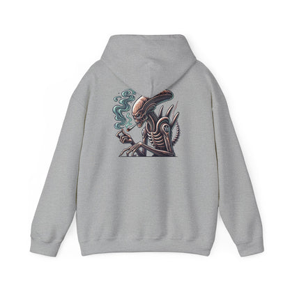 Alien Smoking Graphic Hoodie — Sci‑Fi Xenomorph Streetwear Pullover