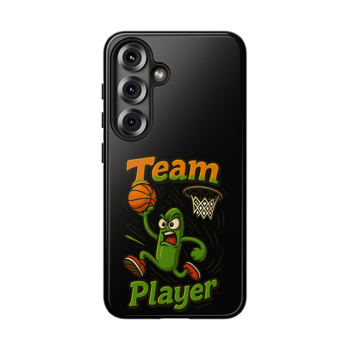 Team Player Basketball Phone Case — Cute Cartoon Pickle Dunk Phone Cover