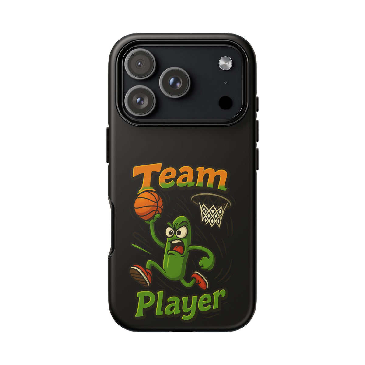 Team Player Basketball Phone Case — Cute Cartoon Pickle Dunk Phone Cover