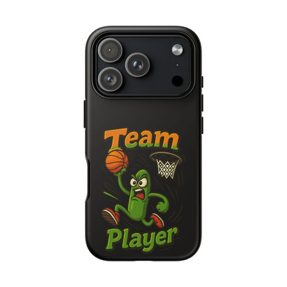 Team Player Basketball Phone Case — Cute Cartoon Pickle Dunk Phone Cover