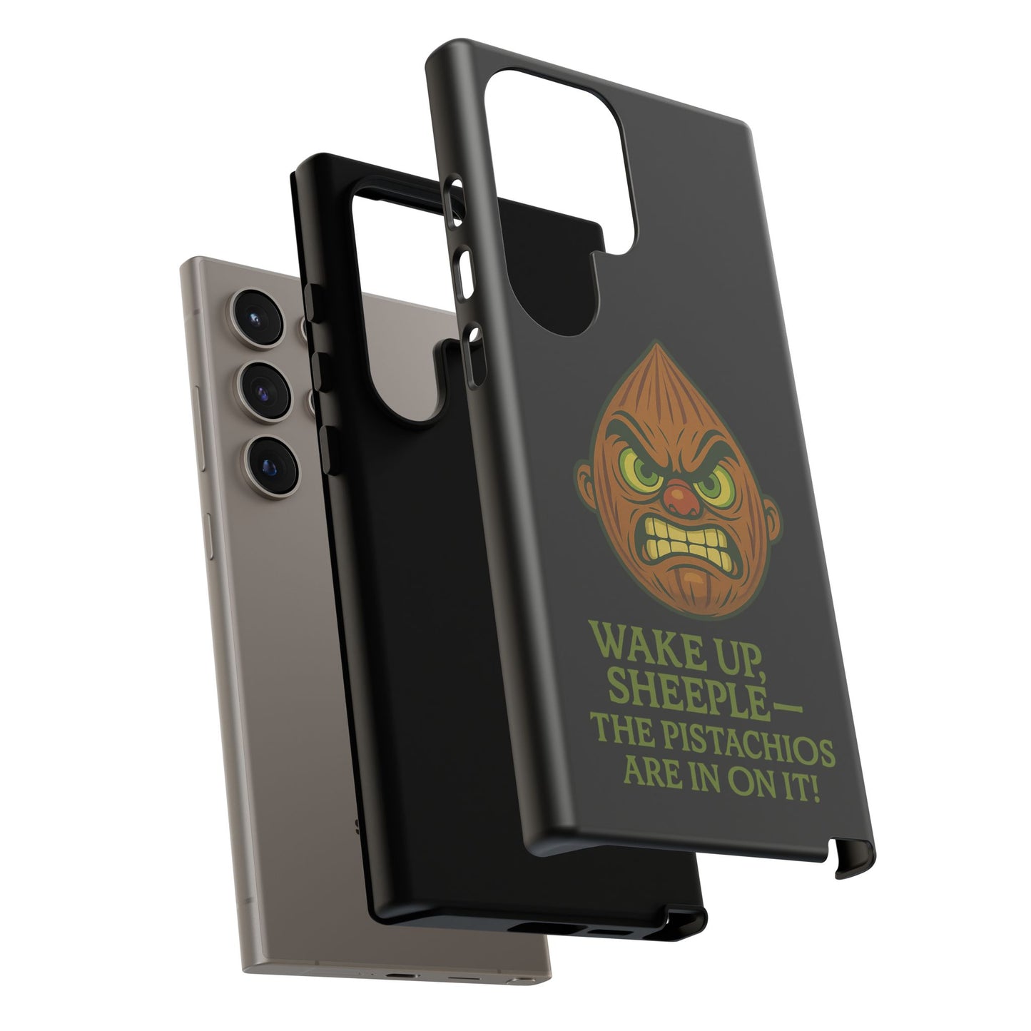 Angry Pistachio Phone Case — "Wake Up, Sheeple — The Pistachios Are In On It!"