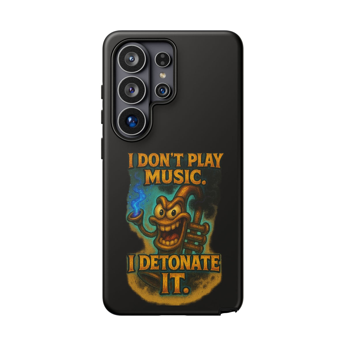 Phone Case — "I Don't Play Music. I Detonate It." Cartoon Bomb Graphic