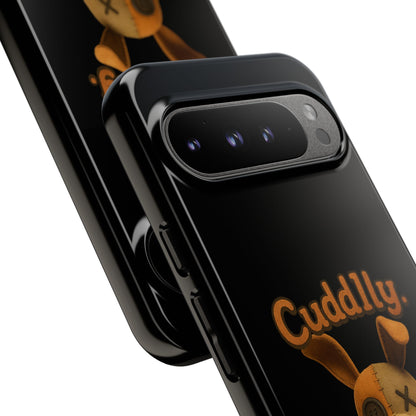 Phone Case — "Cuddly. Cracked. Kinda Dangerous." Cute Creepy Bunny Protective Case