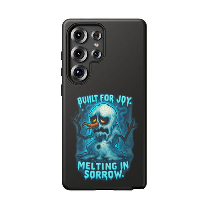Phone Case — 'Built for Joy, Melting in Sorrow' Blue Melting Snowman Protective Case