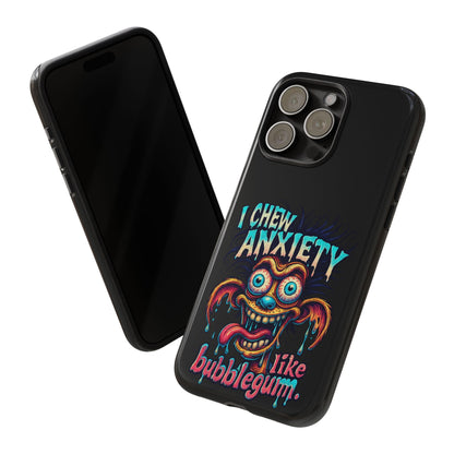 Phone Case — "I Chew Anxiety Like Bubblegum" Retro Monster Design