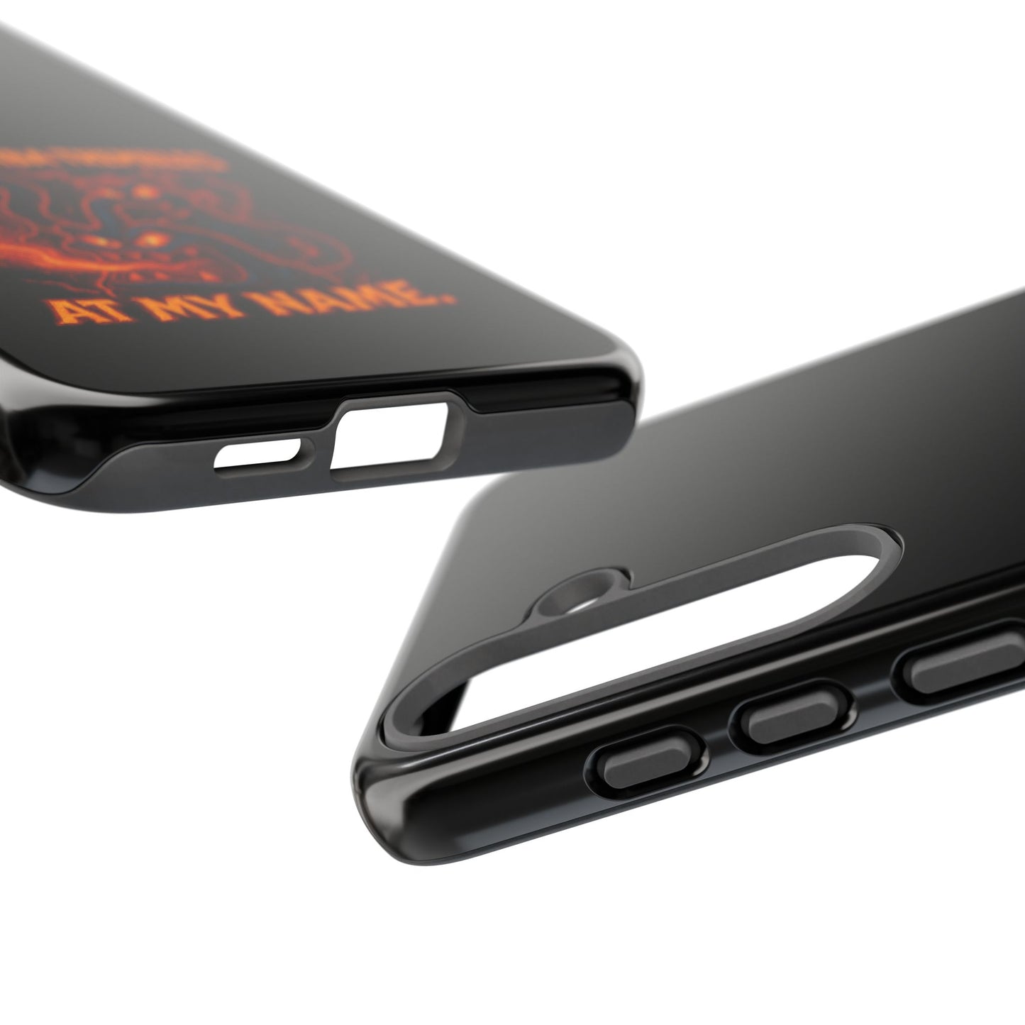 Phone Case — "Your Roomba Trembles at My Name" Fiery Cat Design