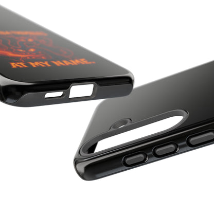 Phone Case — "Your Roomba Trembles at My Name" Fiery Cat Design