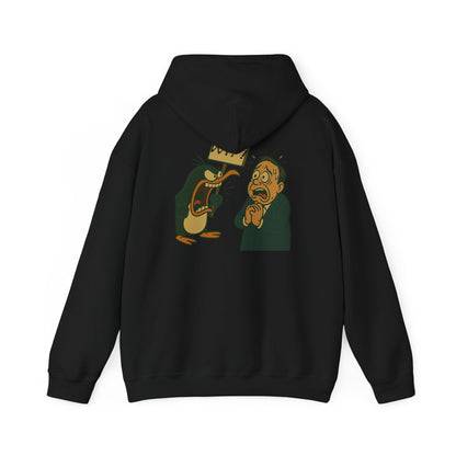 Hoodie — Cartoon Penguin Screams ‘No!’ Back Print Sweatshirt