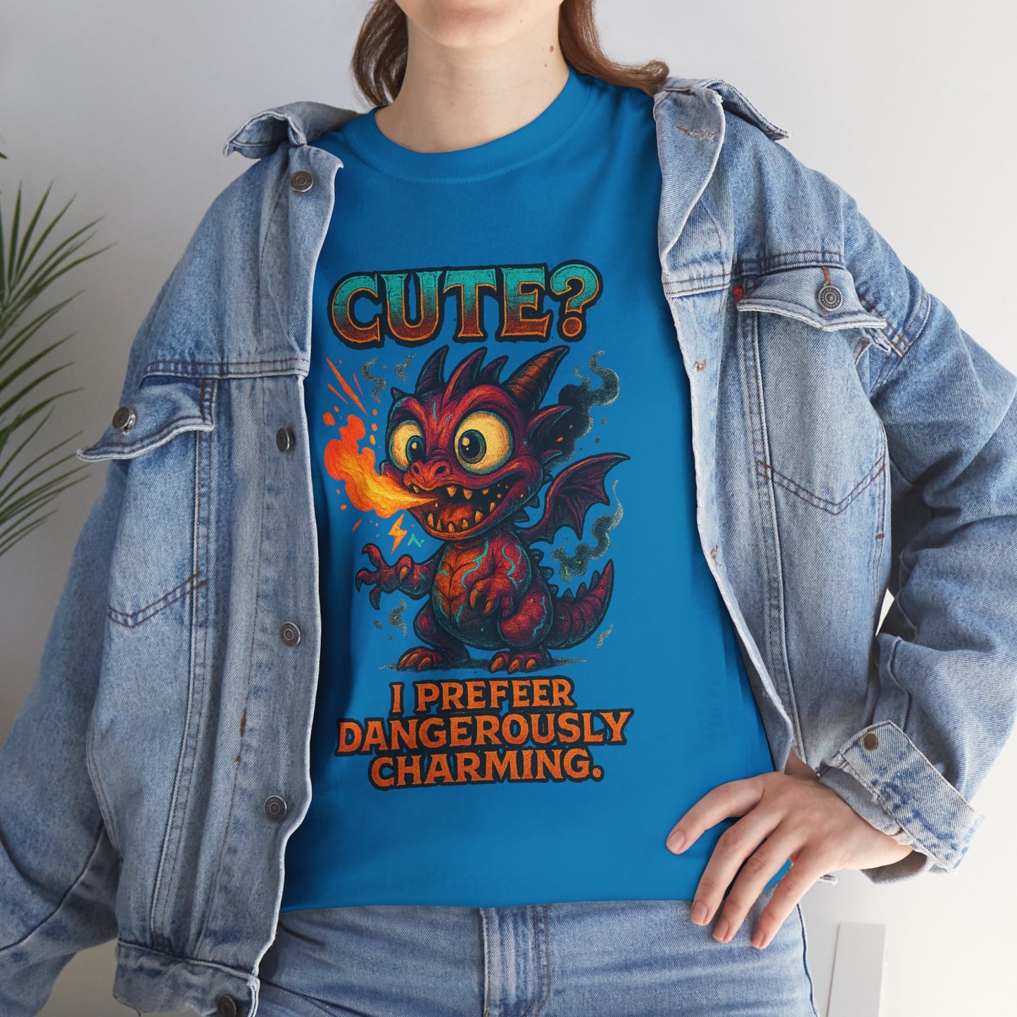 Cute? I Prefer Dangerously Charming Dragon Tee | Fiery Cartoon Demon