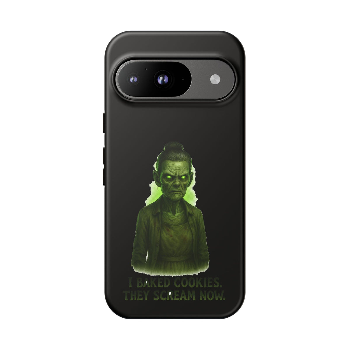 Spooky Green Ghost Phone Case — "I Baked Cookies, They Scream Now" Horror iPhone Cover