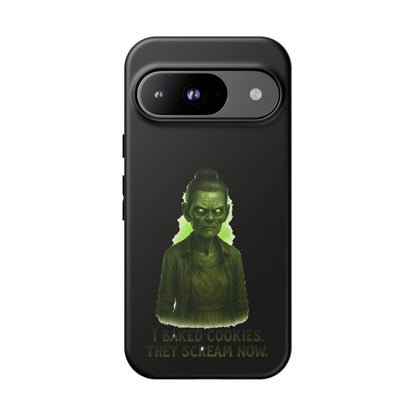Spooky Green Ghost Phone Case — "I Baked Cookies, They Scream Now" Horror iPhone Cover