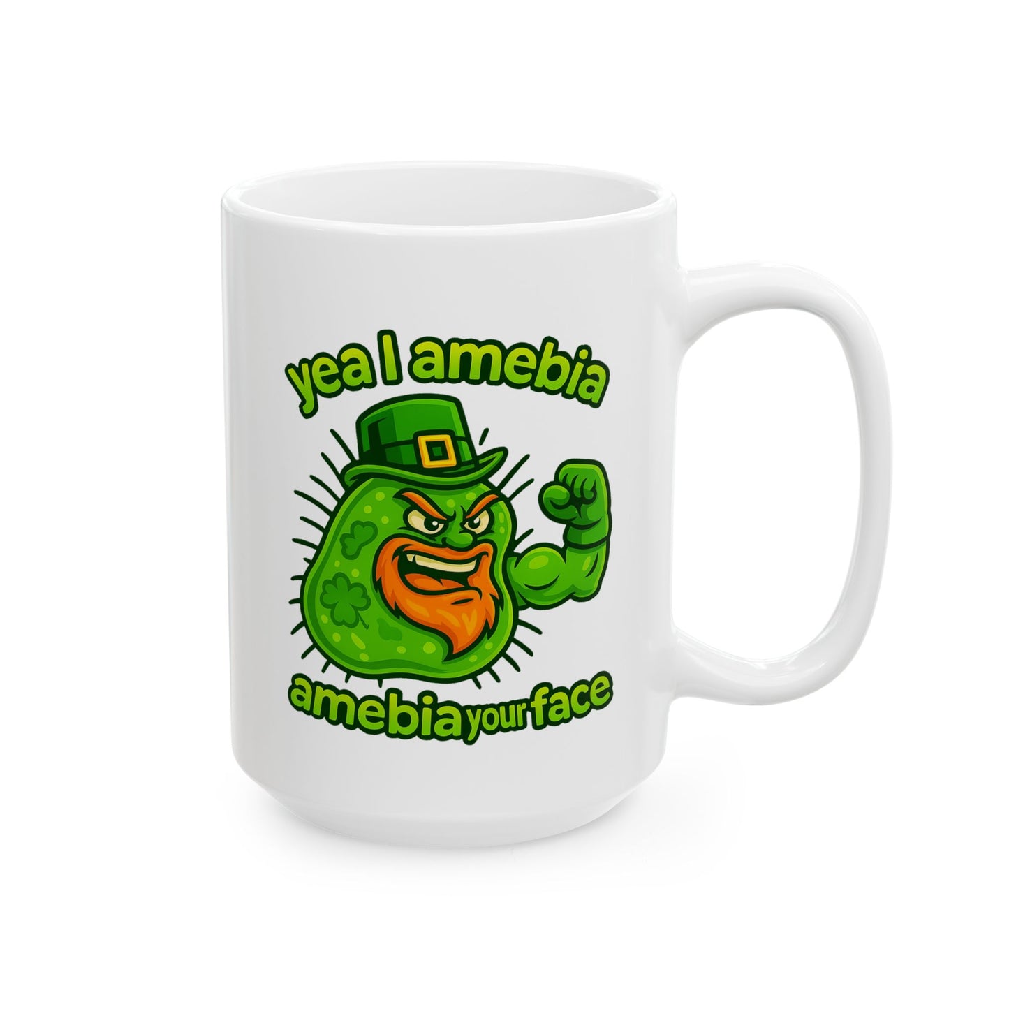 Funny Germ Cartoon Mug – 'Yea I Amoeba' Cute Science Coffee Cup (11oz & 15oz)