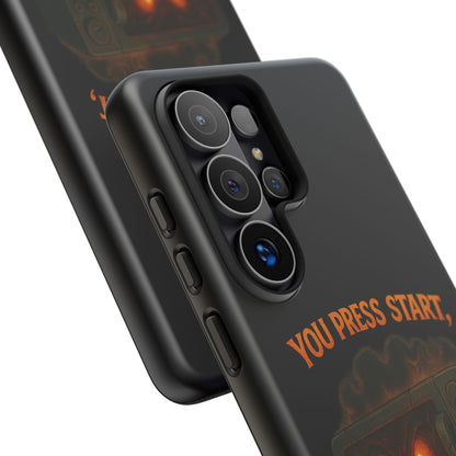 Phone Case — "You Press Start, I Press Scream" Spooky Retro Game Controller Design