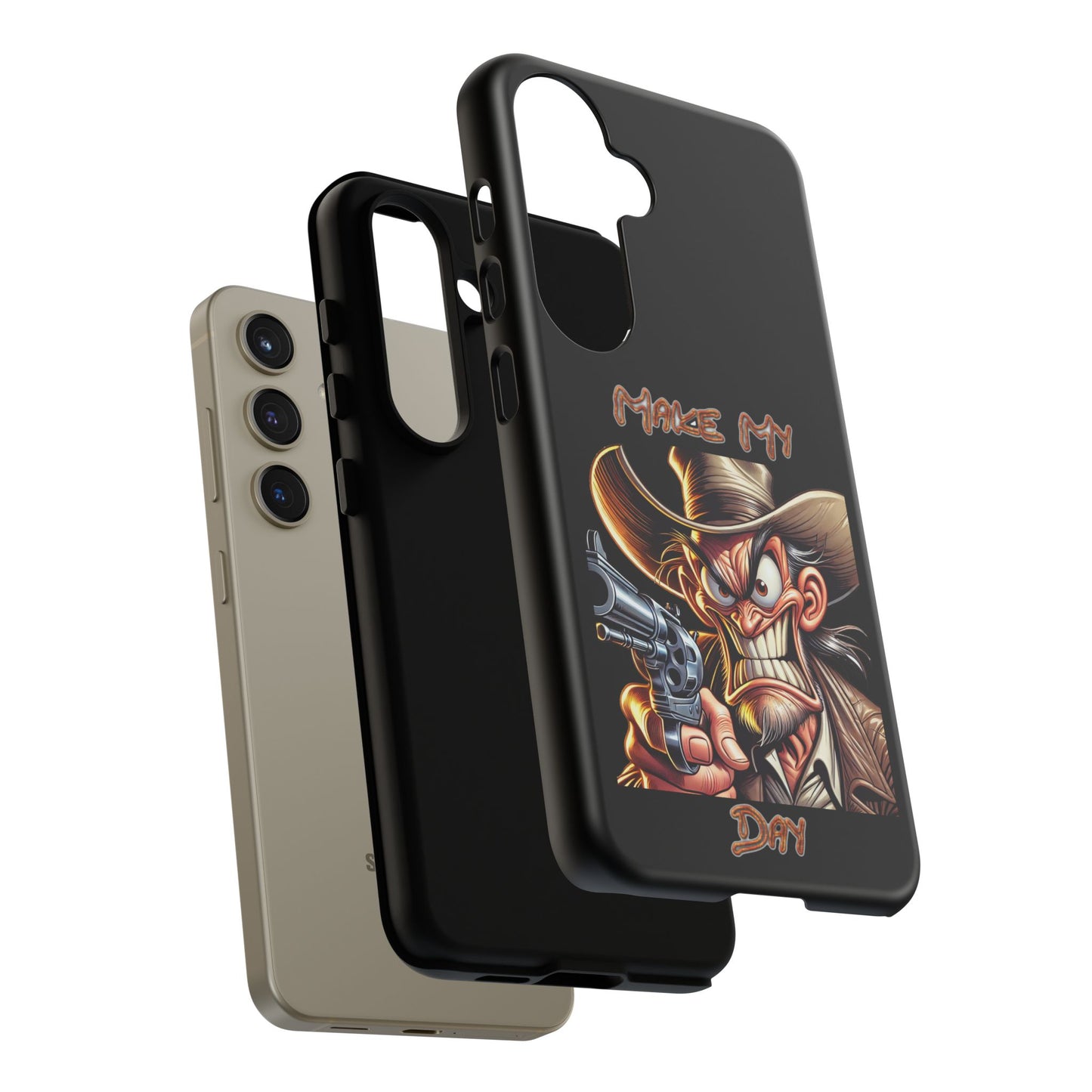 Phone Case - 'Make My Day' Cowboy Revolver Graphic Protective Case