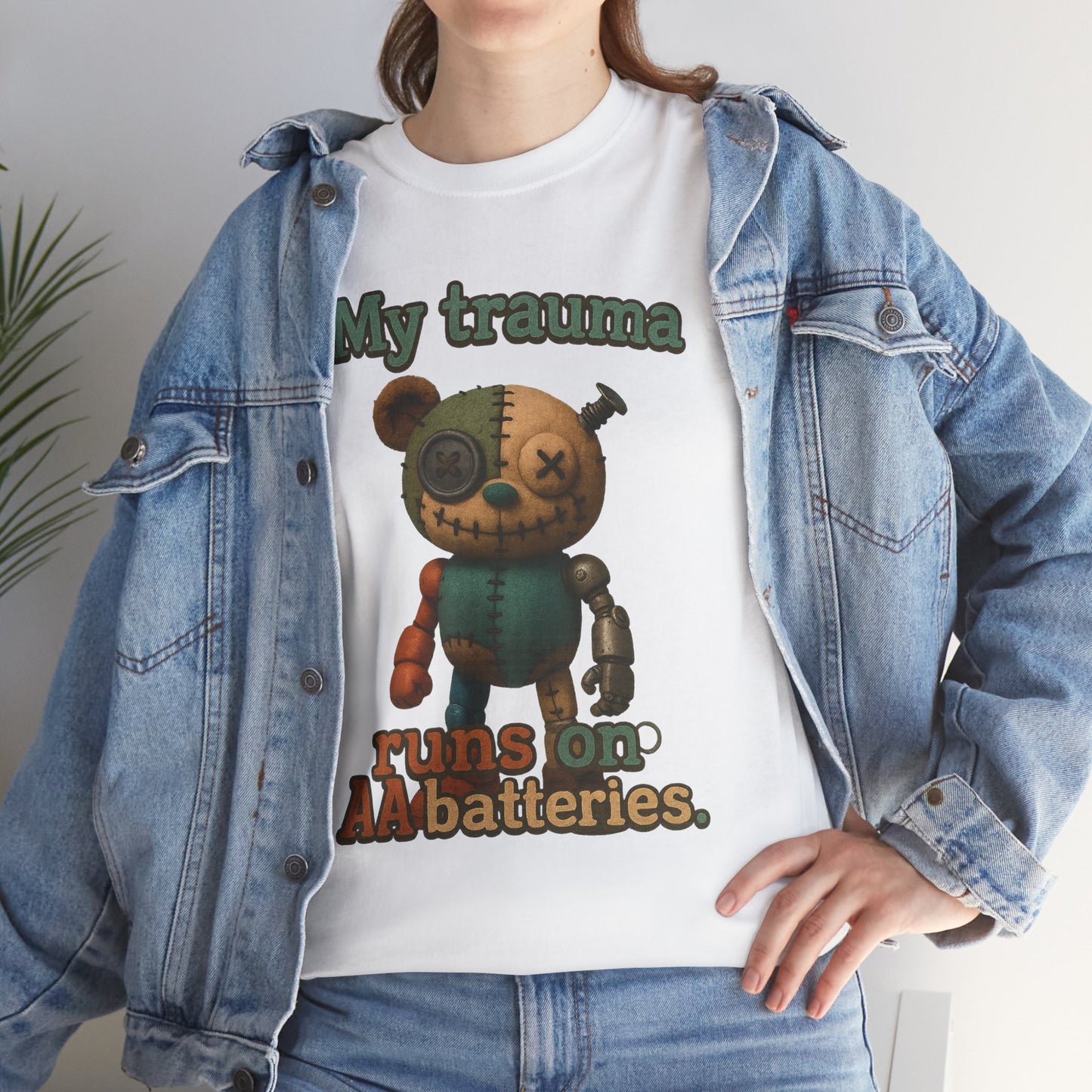 Traumatized Teddy Bear Tee | My Trauma Runs On AA Batteries