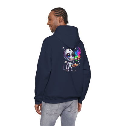 Alien Chef Hoodie — Cute Cartoon Alien Cooking with Rainbow Flame Hooded Sweatshirt