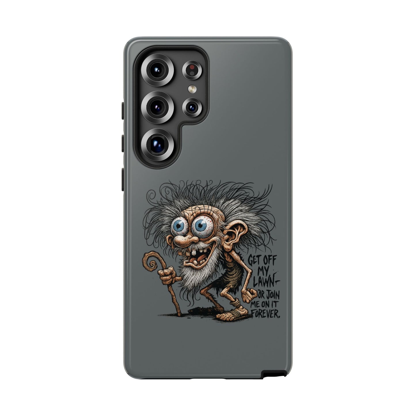 Phone Case — Funny Grumpy Troll Design: “Get Off My Lawn” Protective Cover