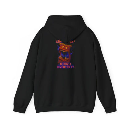 Hoodie — Playful 'Buddy Invented' Cartoon Owl Graphic Pullover