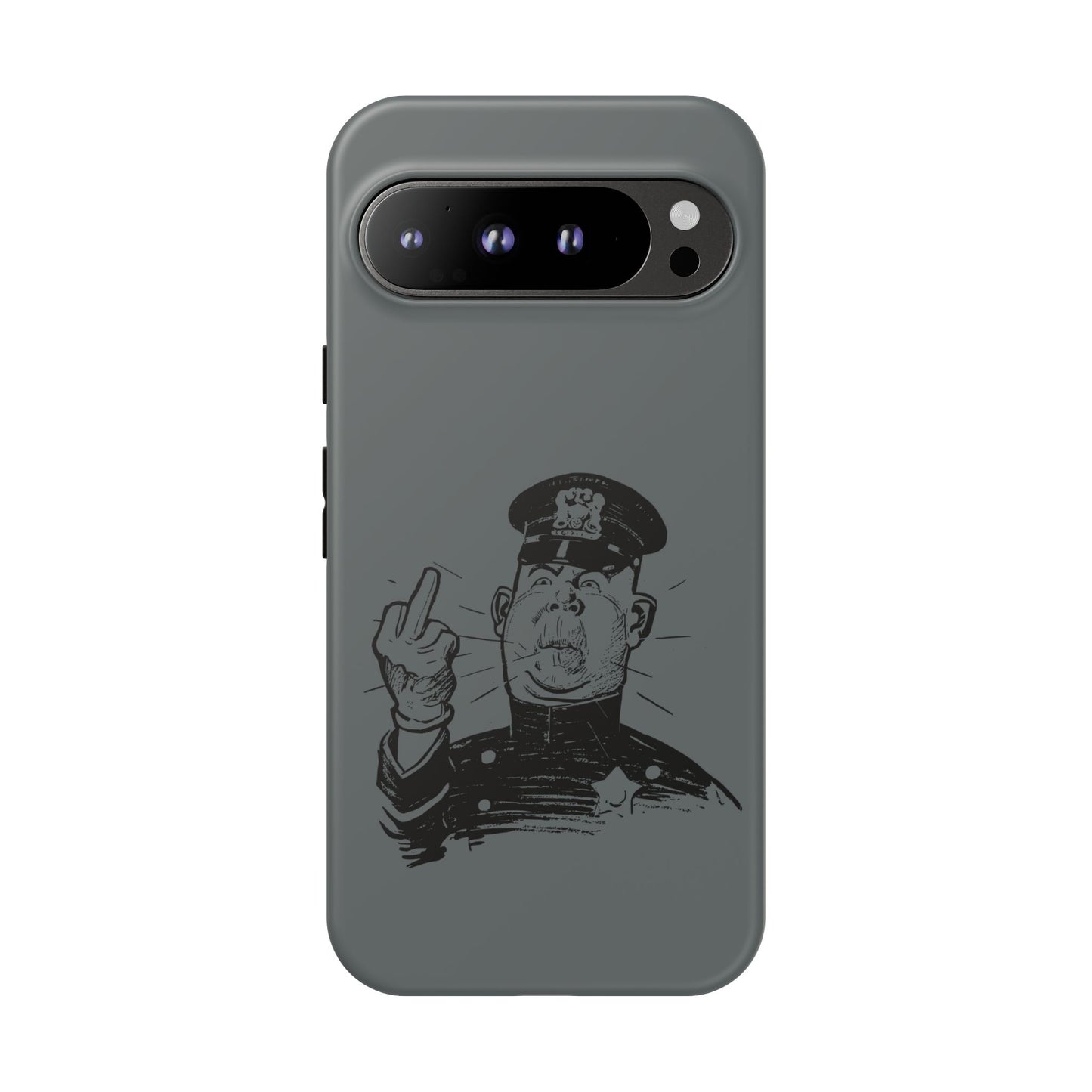 Vintage Cop Middle Finger Phone Case — Edgy Retro iPhone Protective Cover