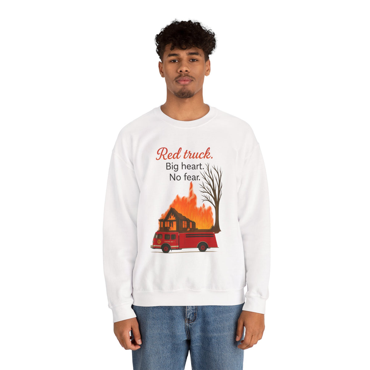Red Truck Big Heart No Fear Crewneck Sweatshirt