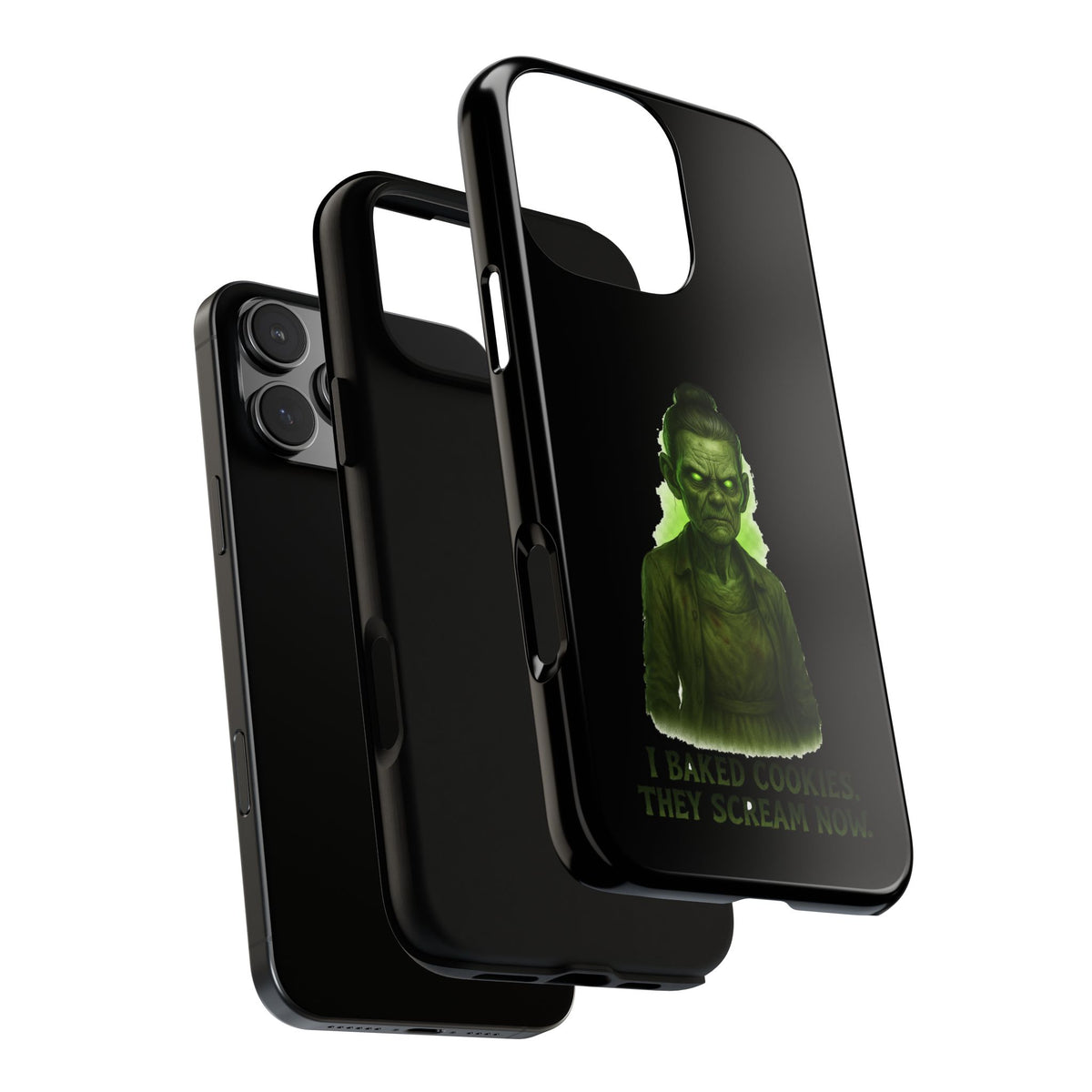 Spooky Green Ghost Phone Case — "I Baked Cookies, They Scream Now" Horror iPhone Cover