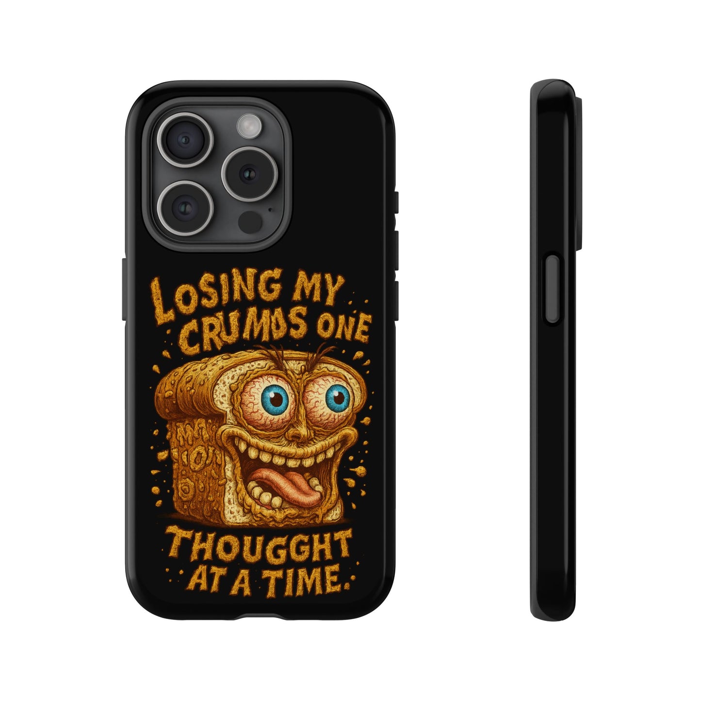 Phone Case — "Losing My Crumbs One Thought at a Time" Funny Retro Bread Illustration