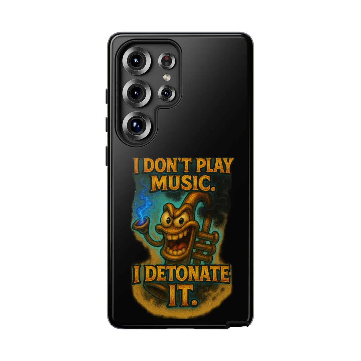 Phone Case — "I Don't Play Music. I Detonate It." Cartoon Bomb Graphic