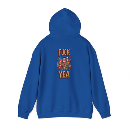 Hoodie - 'F*** Yea' Retro Eagle American Flag Graphic Pullover