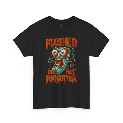 Flushed But Not Forgotten – Blood Red Letter Horror Tee