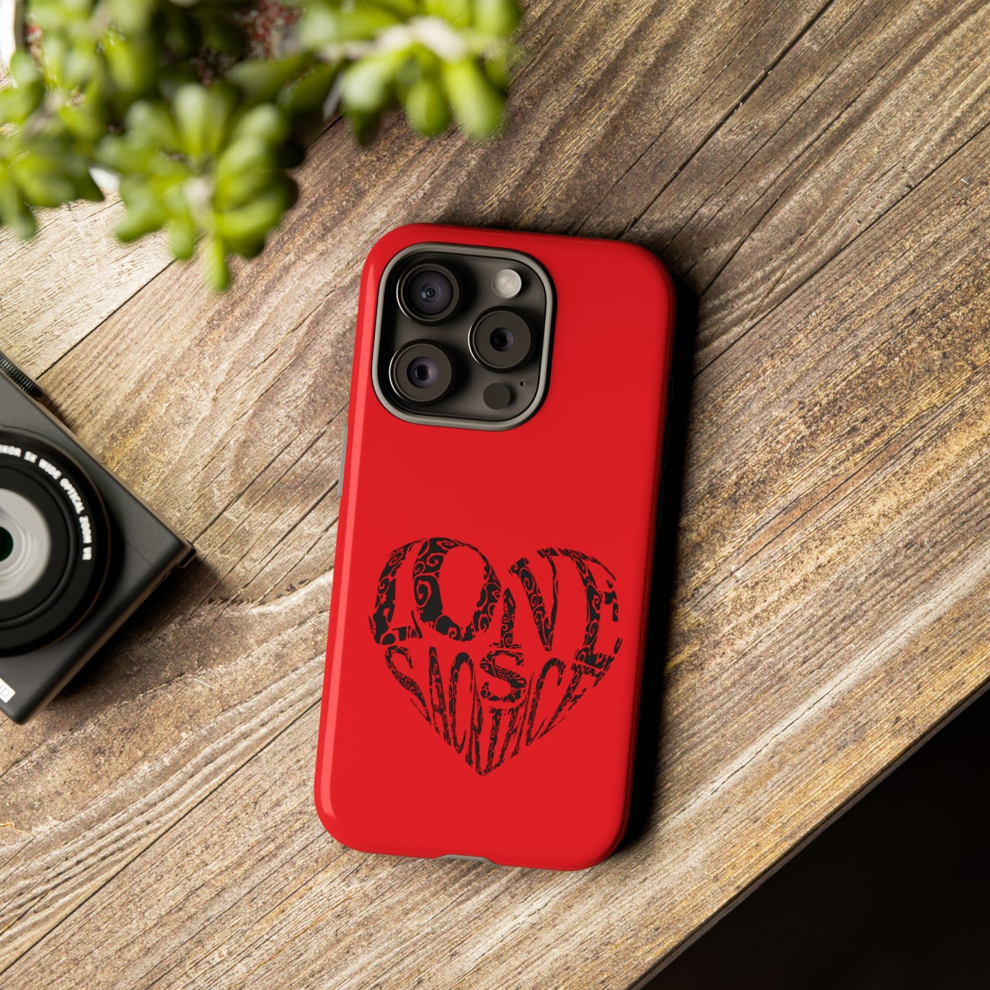 Red 'Love Justice' Heart Phone Case — Protective iPhone Cover, Valentine’s Gift