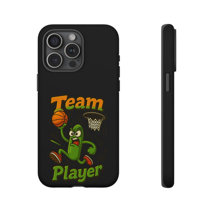 Team Player Basketball Phone Case — Cute Cartoon Pickle Dunk Phone Cover