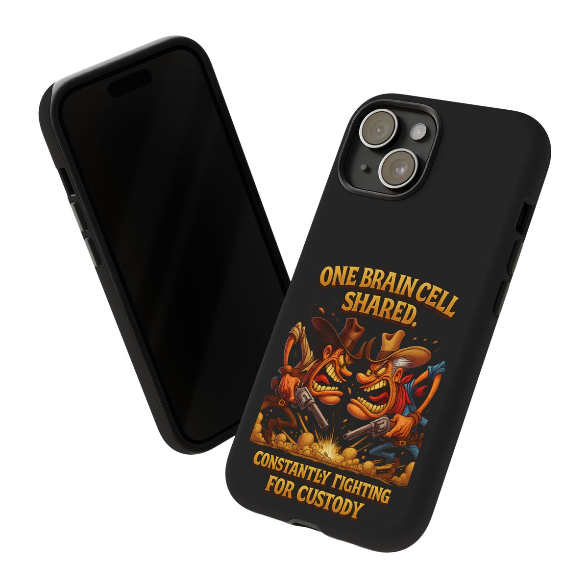 Phone Case — 'One Braincell Shared, Constantly Fighting for Custody' Funny Rivalry Cartoon
