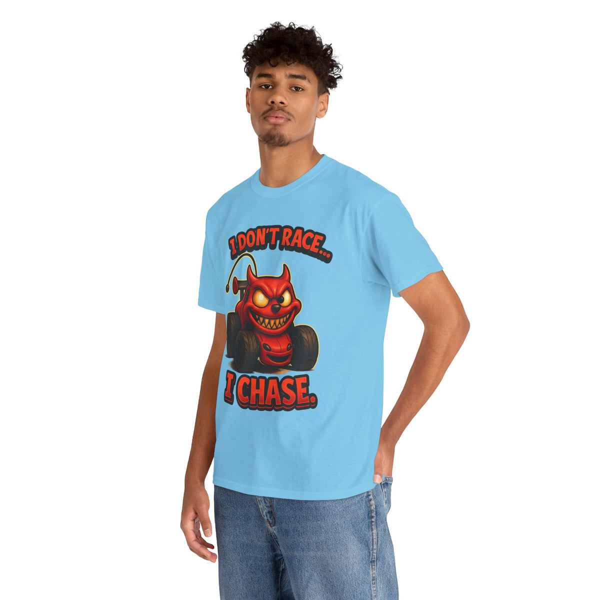 I Don't Race I Chase T-Shirt | Devil Car Cartoon Tee