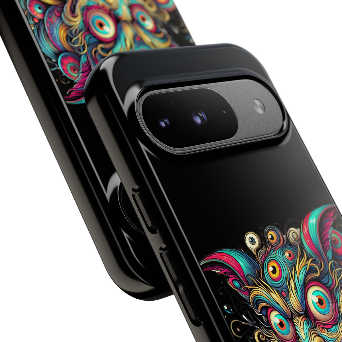 Psychedelic Mischief Phone Case — Colorful Grinning Monster Design