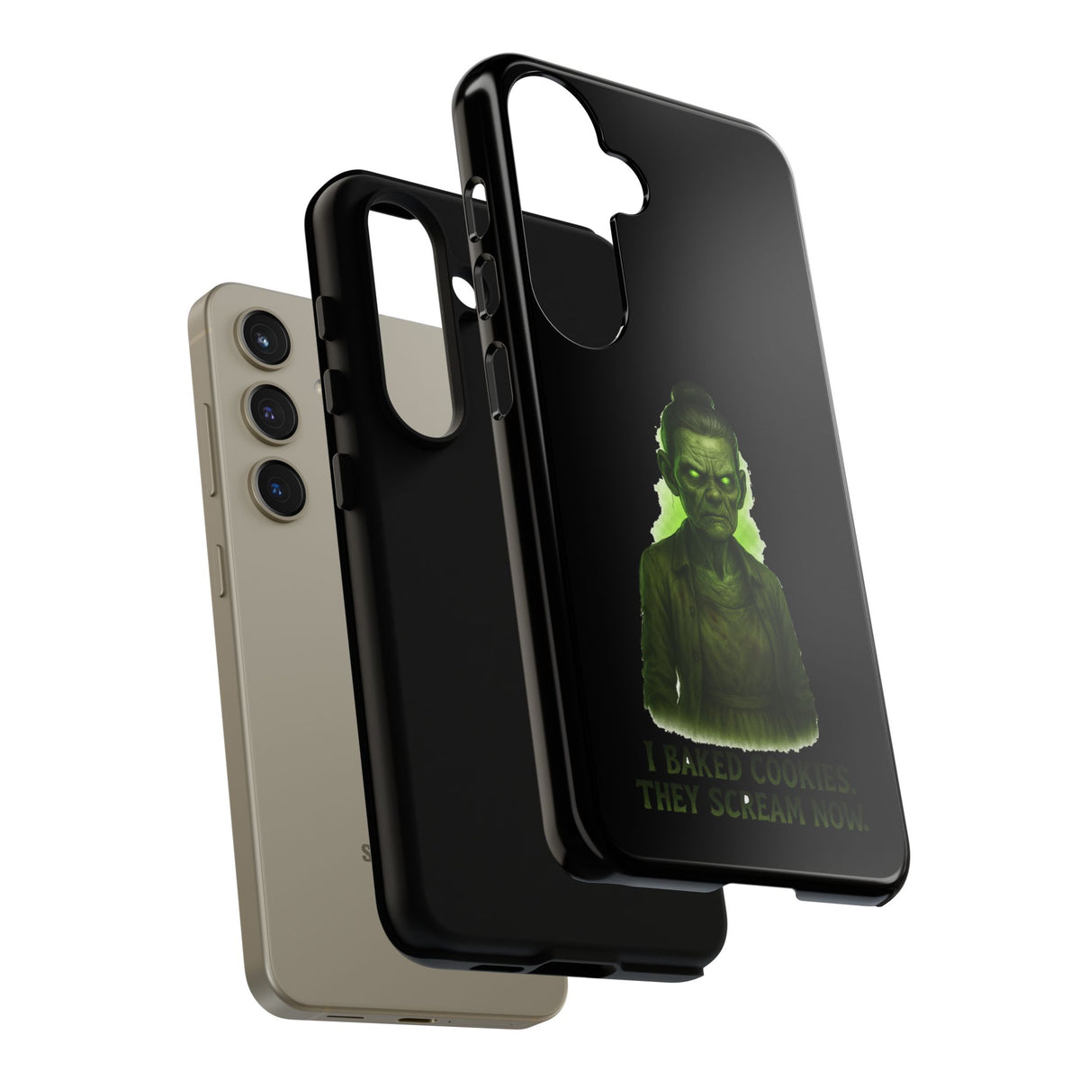 Spooky Green Ghost Phone Case — "I Baked Cookies, They Scream Now" Horror iPhone Cover