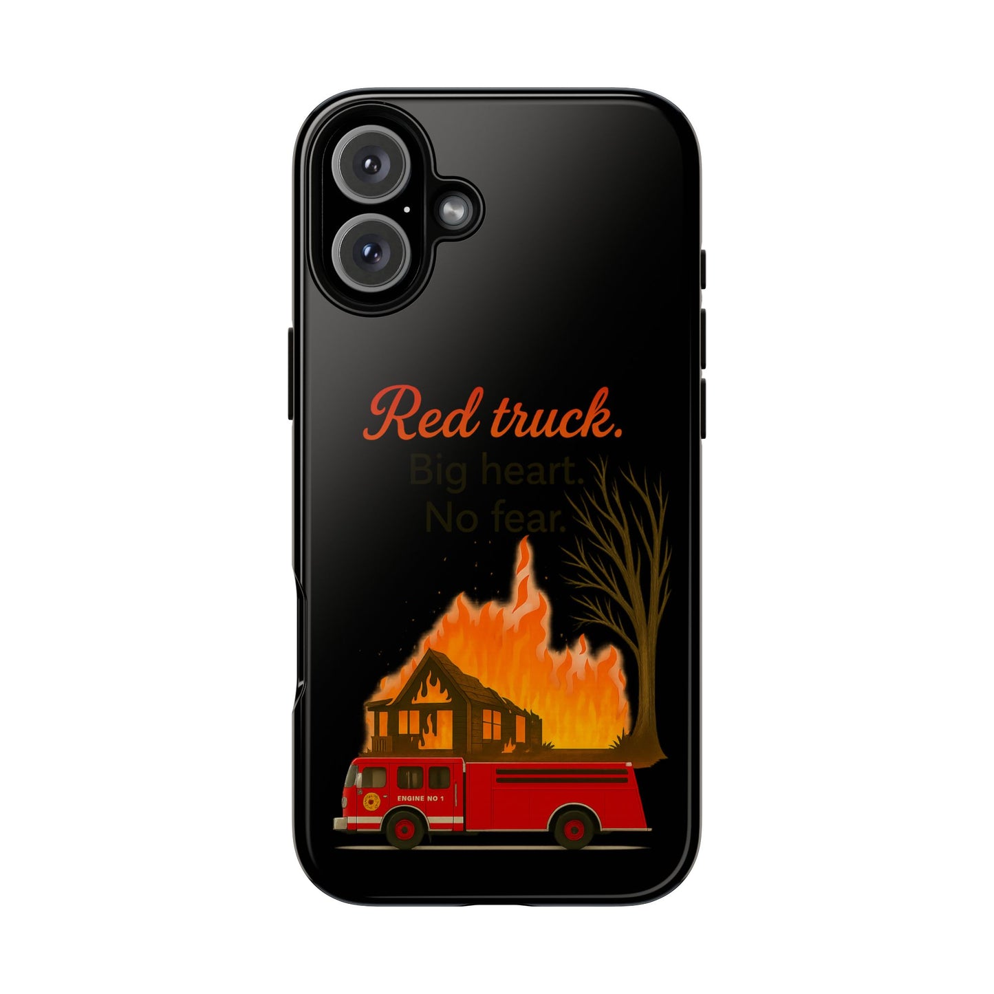 Phone Case — 'Red truck' Fire Truck Design, Vintage Firefighter Gift