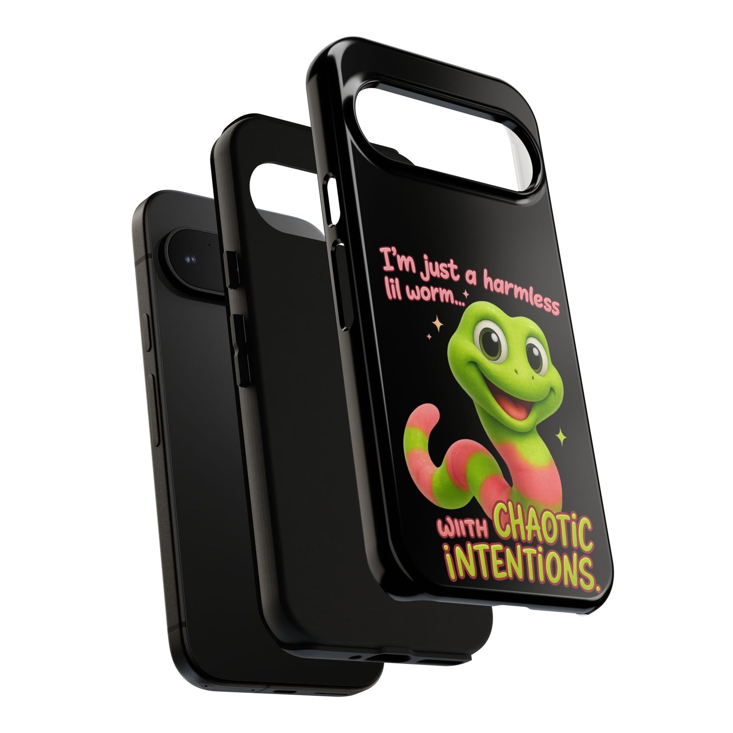 Phone Case — “I’m Just a Harmless Lil Worm… With Chaotic Intentions” Cute Cartoon Worm Design