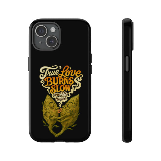 Phone Case — "True Love Burns Slow" Vintage Cat Heart Design