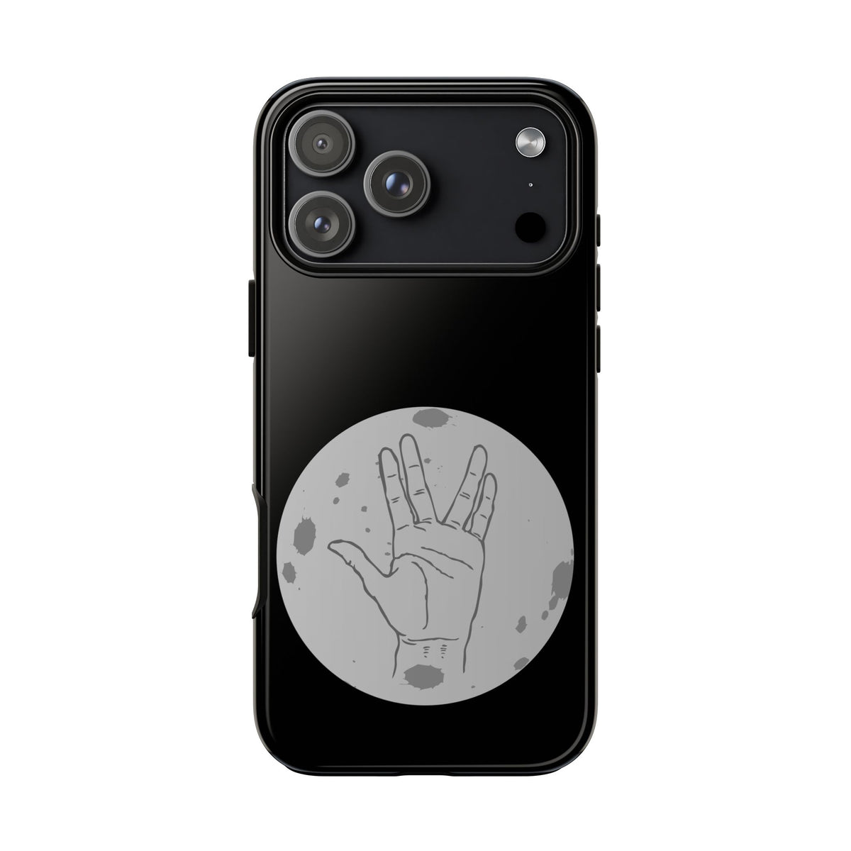 Spock Live Long Phone Case — Vulcan Salute Moon Graphic