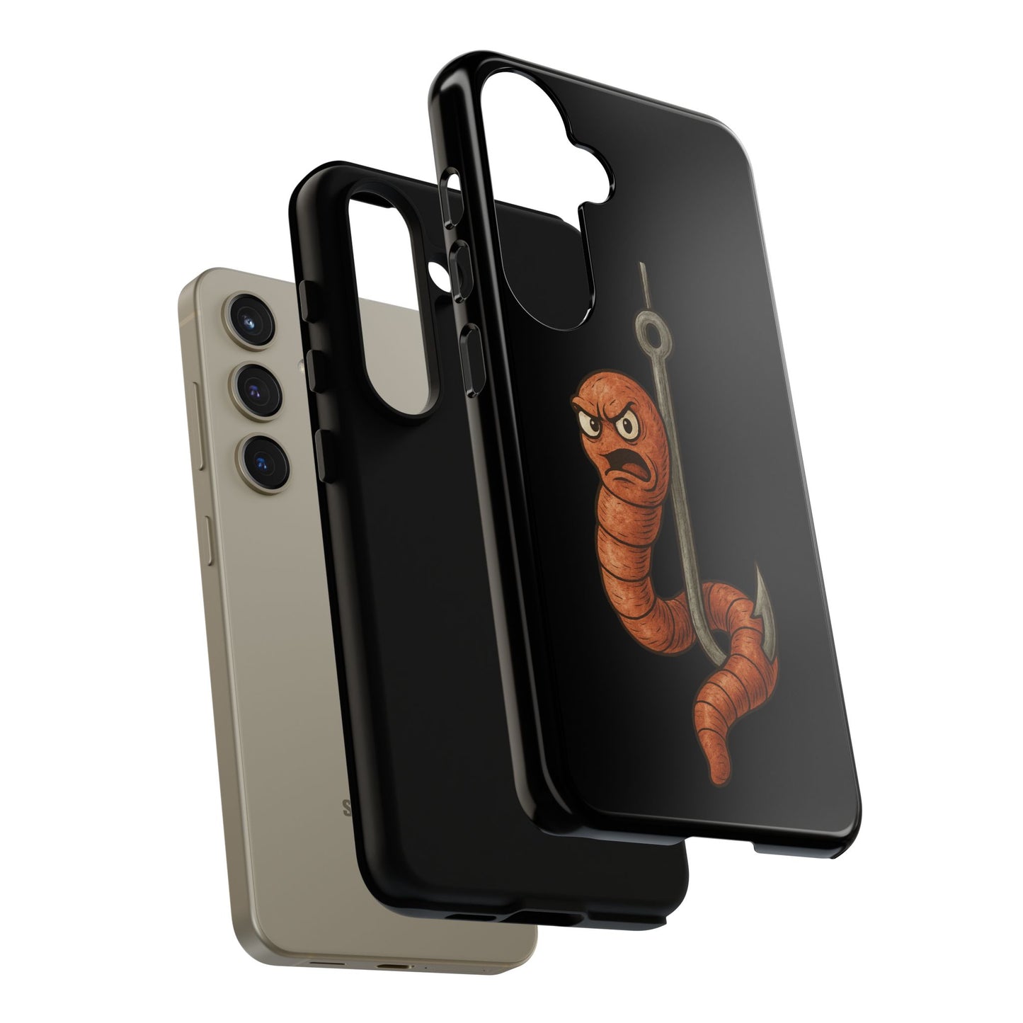 Angry Worm on Hook Phone Case – Funny Fishing Humor Protective Cover