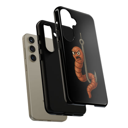 Angry Worm on Hook Phone Case – Funny Fishing Humor Protective Cover