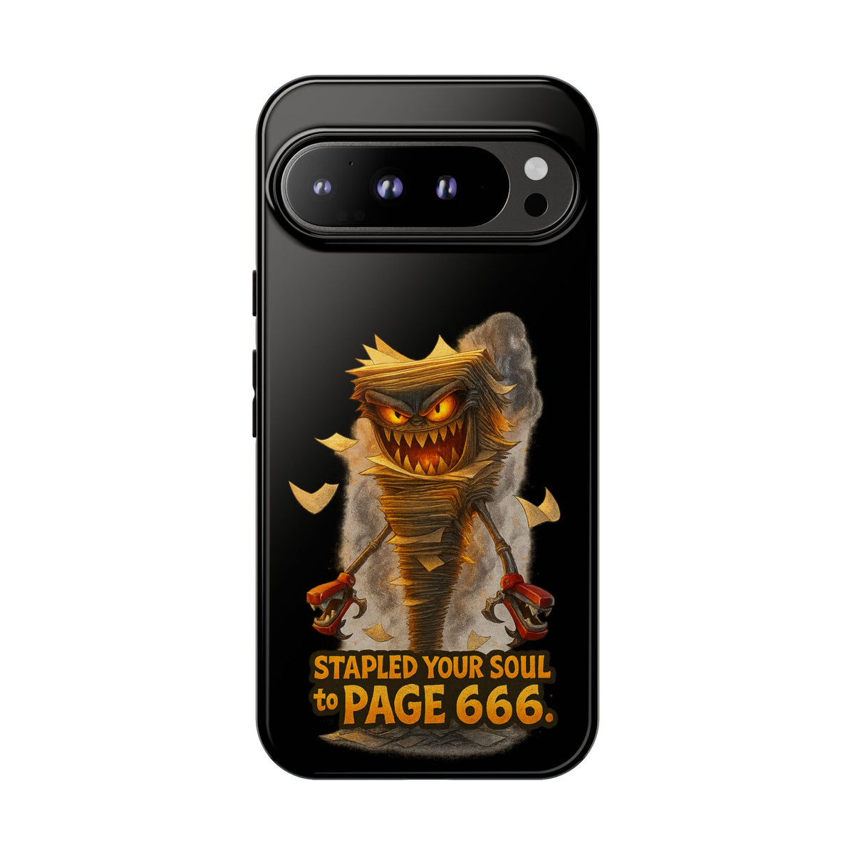 Phone Case — Halloween Mummy Creature “Stapled Your Soul to Page 666” Horror Design