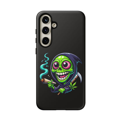 Grinning Stoner Grim Reaper Phone Case – Cannabis Skull iPhone Cover