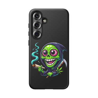 Grinning Stoner Grim Reaper Phone Case – Cannabis Skull iPhone Cover