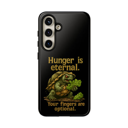 Phone Case — 'Hunger Is Eternal, Your Fingers Are Optional' Turtle Snack Graphic