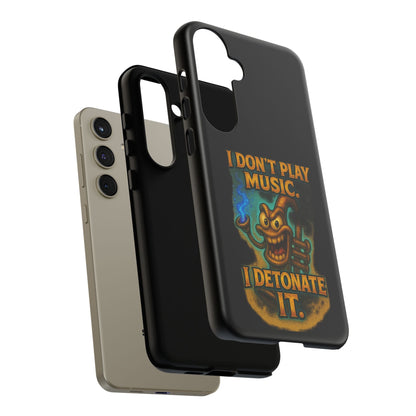 Phone Case — "I Don't Play Music. I Detonate It." Cartoon Bomb Graphic