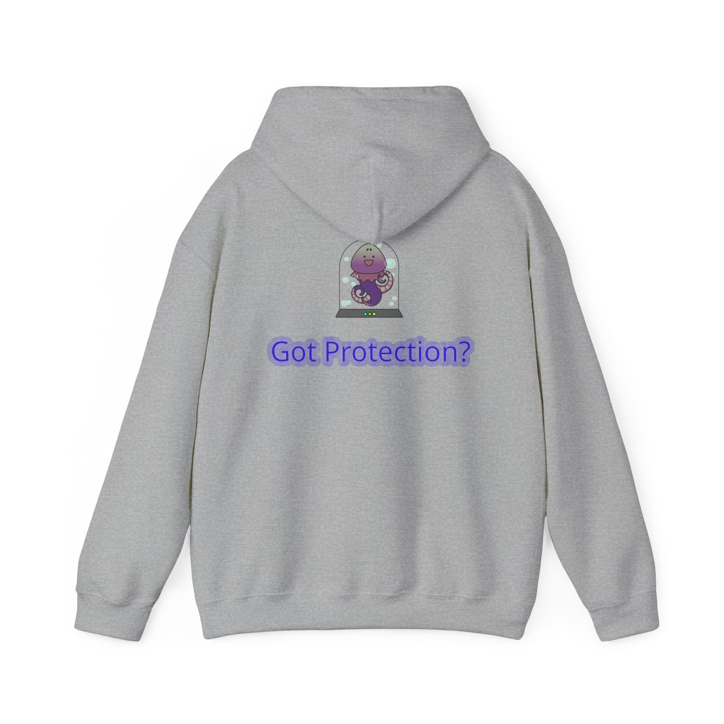 Got Protection? Hoodie — Cute Purple Guardian Character Hooded Sweatshirt
