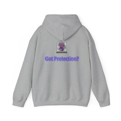 Got Protection? Hoodie — Cute Purple Guardian Character Hooded Sweatshirt