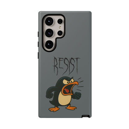 Resist Angry Penguin Phone Case — Protective iPhone Case with Bold Cartoon Design